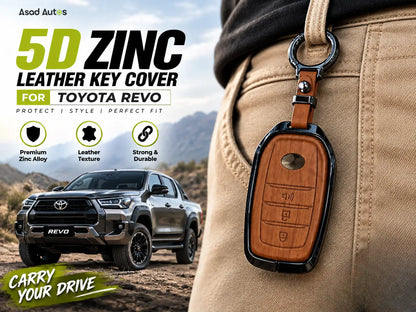 Toyota Revo key cover with zinc alloy frame and leather texture