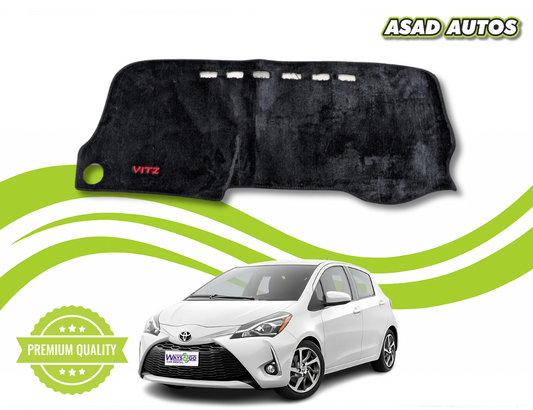 Toyota Vitz dashboard mat providing UV protection and enhancing interior style.
