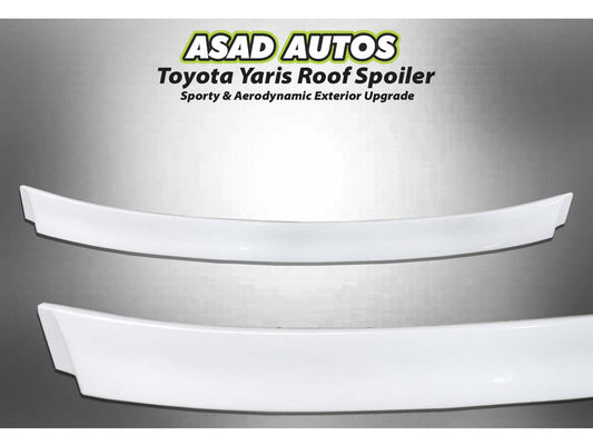 Toyota Yaris roof spoiler with a sleek, aerodynamic design for a sporty and modern look.
