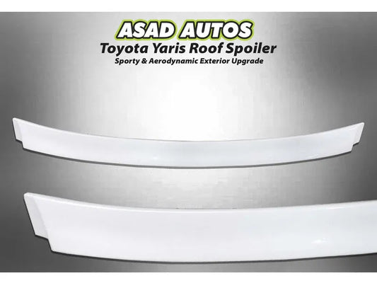 Toyota Yaris roof spoiler with a sleek, aerodynamic design for a sporty and modern look.
