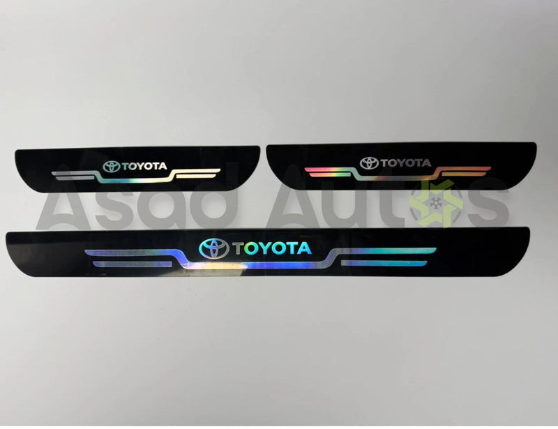 Toyota door sill plate sticker plastic carbon fiber anti scratch scuff protector 4 piece set for car door entry protection