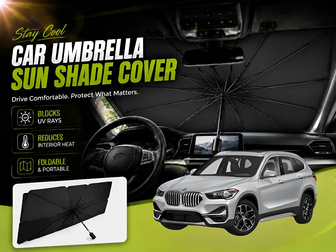 Universal Car Umbrella Sun Shade Cover for Windshield UV Reflecting Foldable Front Car Sunshade Umbrella