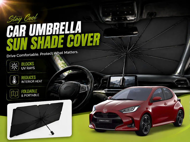 Universal Car Umbrella Sun Shade for Toyota Yaris Japanese 2023–2025 – Foldable Windshield Heat Blocker