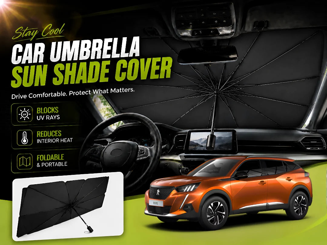 Universal Umbrella Windshield Sun Shade for Peugeot 2008 2022–2025 – Foldable UV Heat Protector