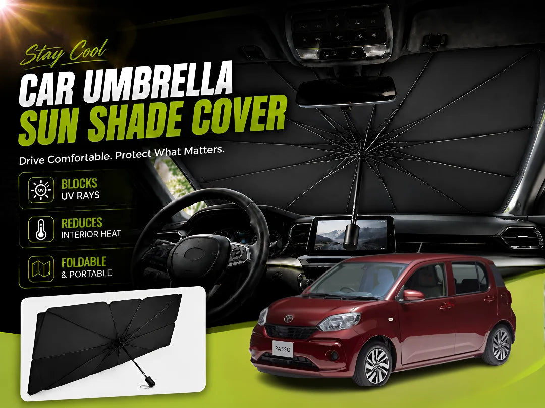 Universal Umbrella Windshield Sun Shade for Toyota Passo 2022–2025 – Foldable UV Protection