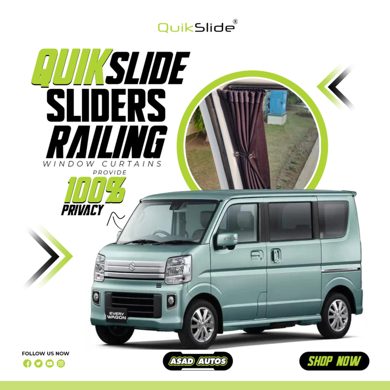 QuikSlide Sliders Railing Curtains for Suzuki Every Gen6 (2015-2022)