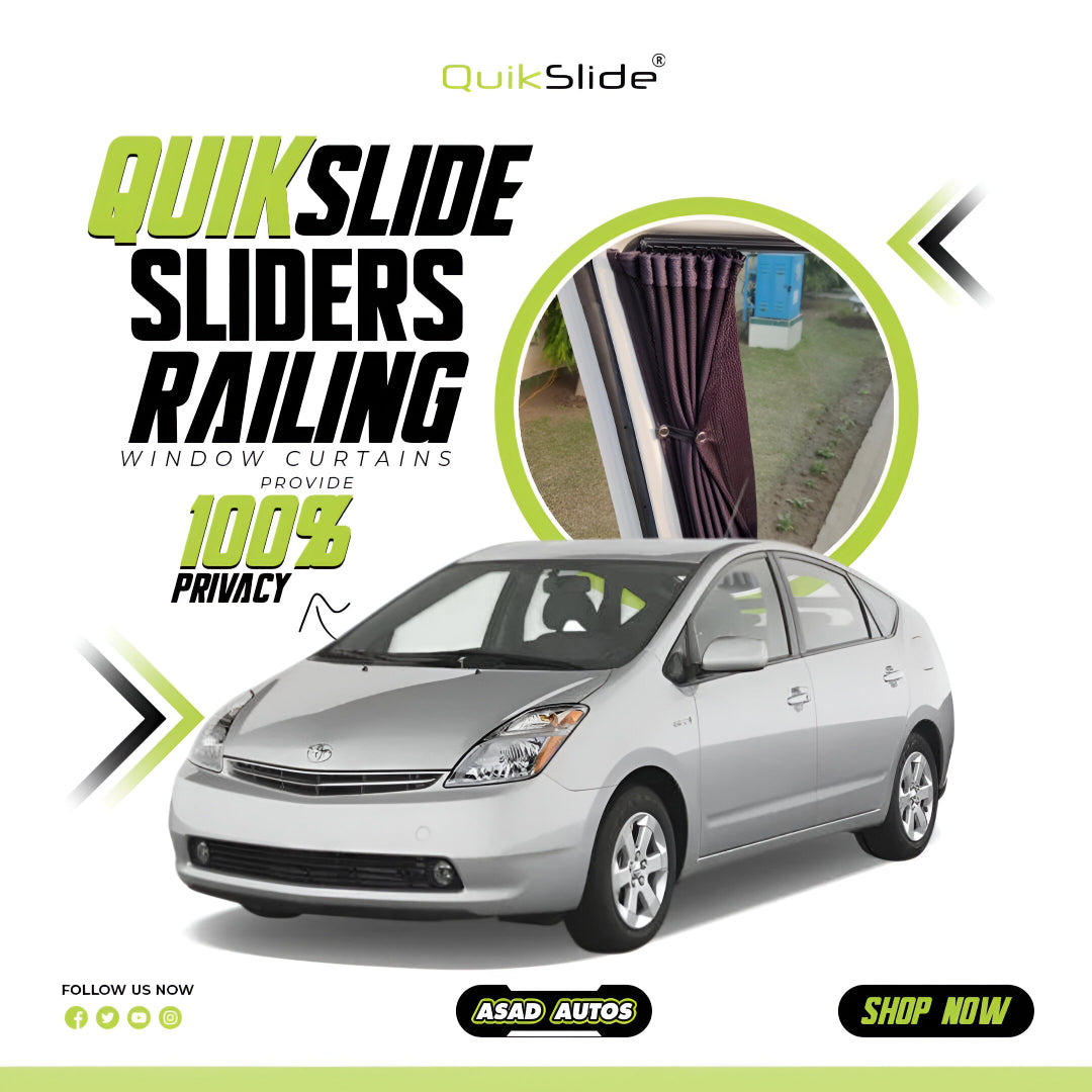QuikSlide Sliders Railing Curtains for Toyota Prius 2003 - 2008 2nd