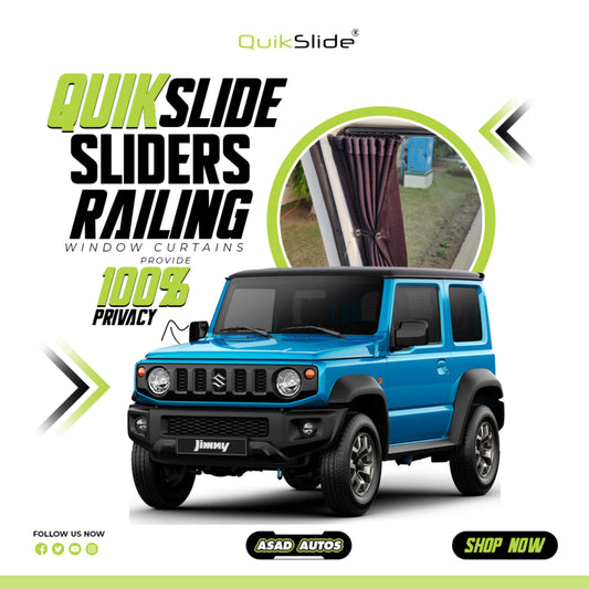 QuikSlide Sliders Railing Curtains for Suzuki Jimny 2019 - 2023 4th
