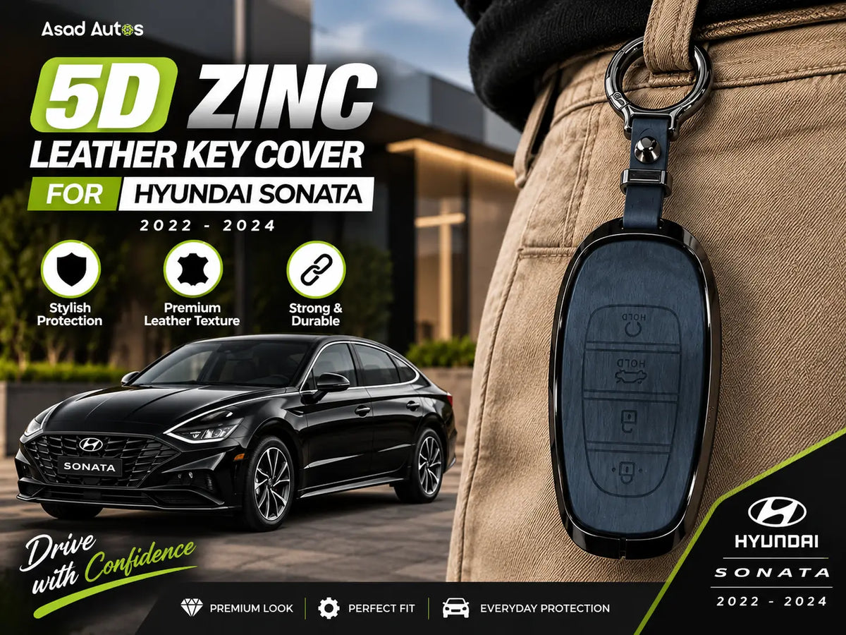 5D Zinc Leather Key Cover for Hyundai Sonata 2022–2024