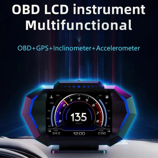 P1 Car HUD Display OBD2 GPS Dual System Head Up Display Car Gauge Speedometer Incline Meter Car Driving Computer