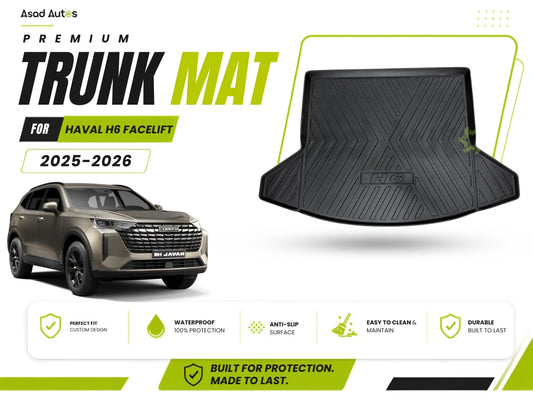 Upgrade your Haval H6 Facelift 2025-2026 with our Premium Trunk Mat – built for rugged protection, stylish design, and effortless cleaning.