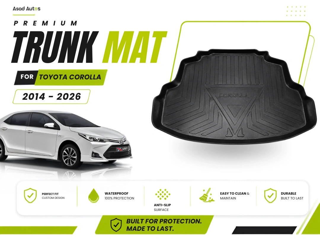 Upgrade your Toyota Corolla 2014–2026 with a practical, durable and easy-to-clean trunk mat from Asad Autos
