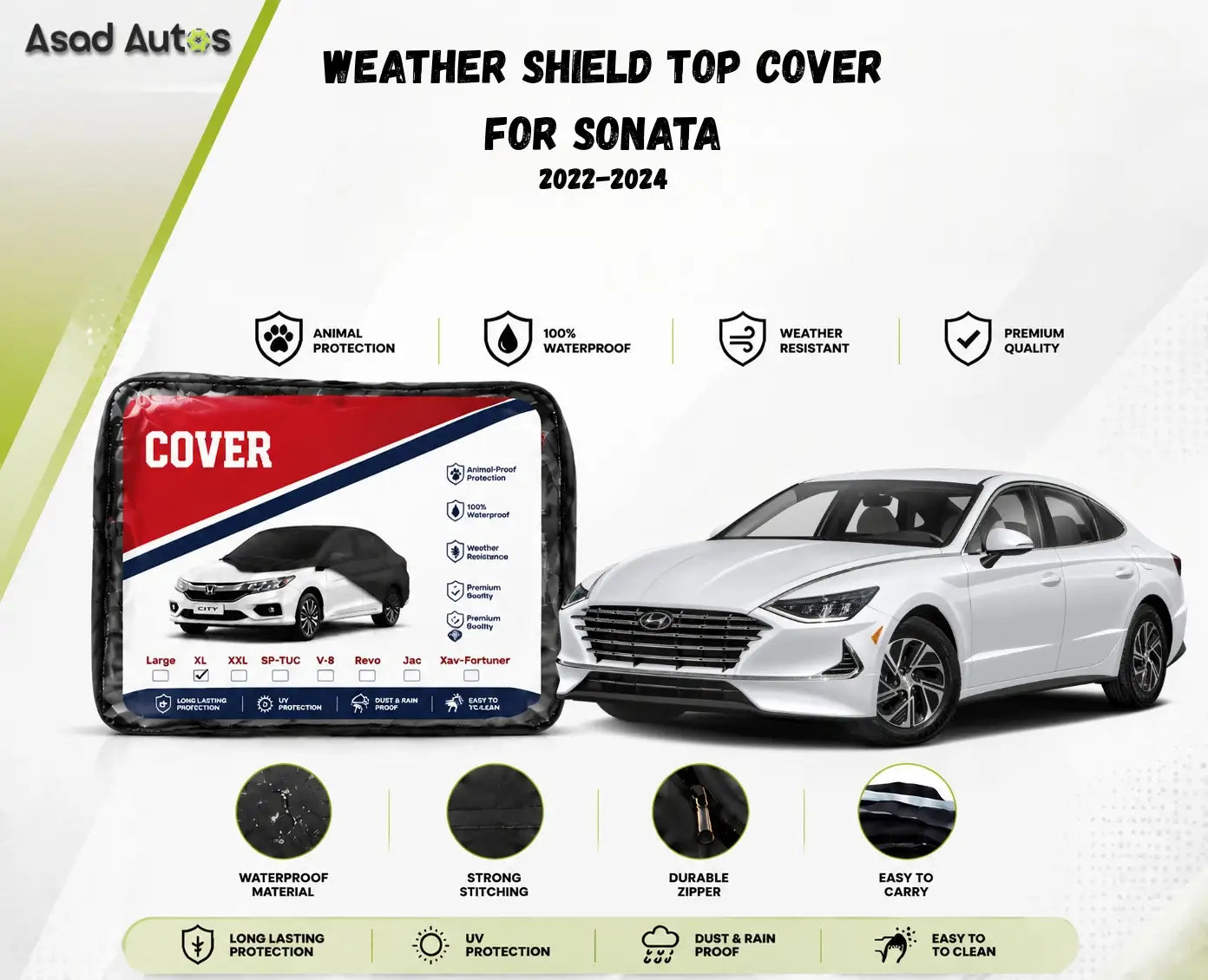Weather Shield Top Cover for Hyundai Sonata 2022–2024 featuring a vehicle-specific window guard design that helps protect against rain, sunlight
