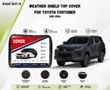 Weather Shield Top Cover for Toyota Fortuner 2015–2026 featuring a vehicle-specific window guard design that helps protect against rain,