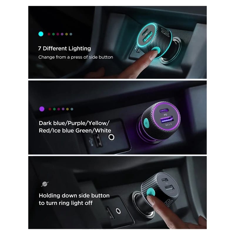 Joyroom Car Charger With Light Button 