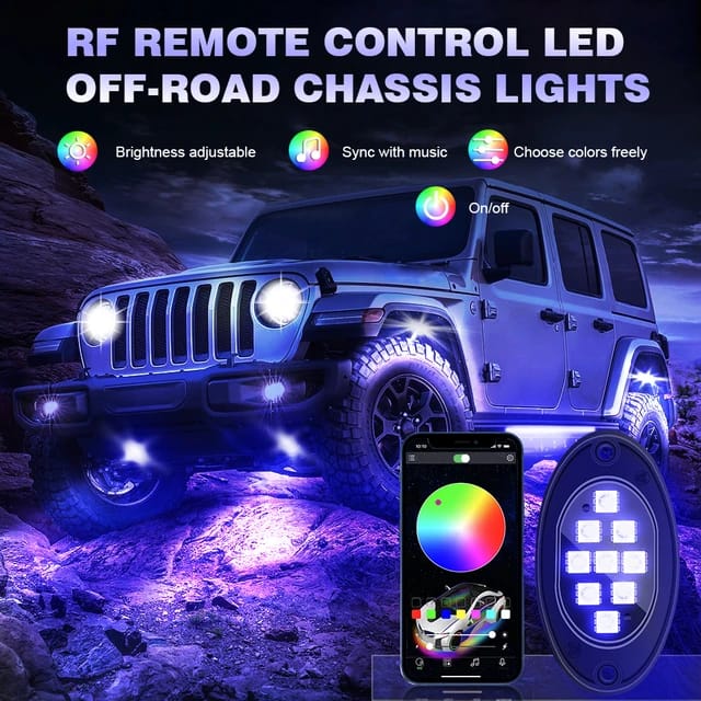 Colorful 12V LED Car Underglow Light Kit Under Car Chassis Ambient Lamp APP RGB Car Atmosphere Lights Waterproof Auto Neon