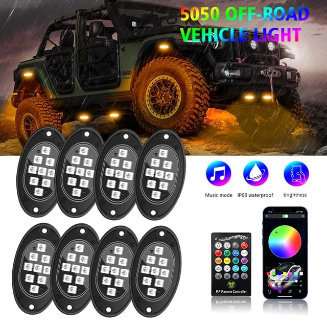 Colorful 12V LED Car Underglow Light Kit Under Car Chassis Ambient Lamp APP RGB Car Atmosphere Lights Waterproof Auto Neon