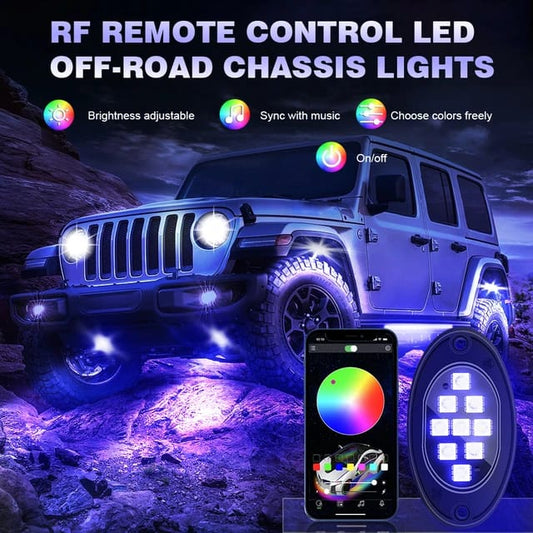 Colorful 12V LED Car Underglow Light Kit Under Car Chassis Ambient Lamp APP RGB Car Atmosphere Lights Waterproof Auto Neon