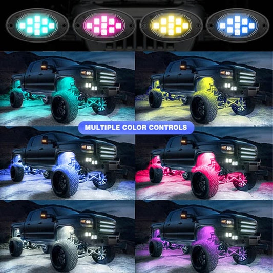 Colorful 12V LED Car Underglow Light Kit Under Car Chassis Ambient Lamp APP RGB Car Atmosphere Lights Waterproof Auto Neon