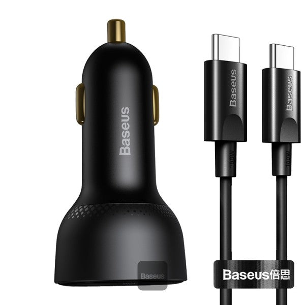 Baseus 100W Car Charger - Dual Port USB Type C Quick Charger