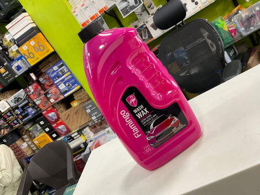 Flamingo Wash Wax F343 Pink Car Shampoo, Flamingo F343 High Foaming Wash Wax, Flamingo Car Wax and Shampoo, Flamingo Pink Car Wash Bottle