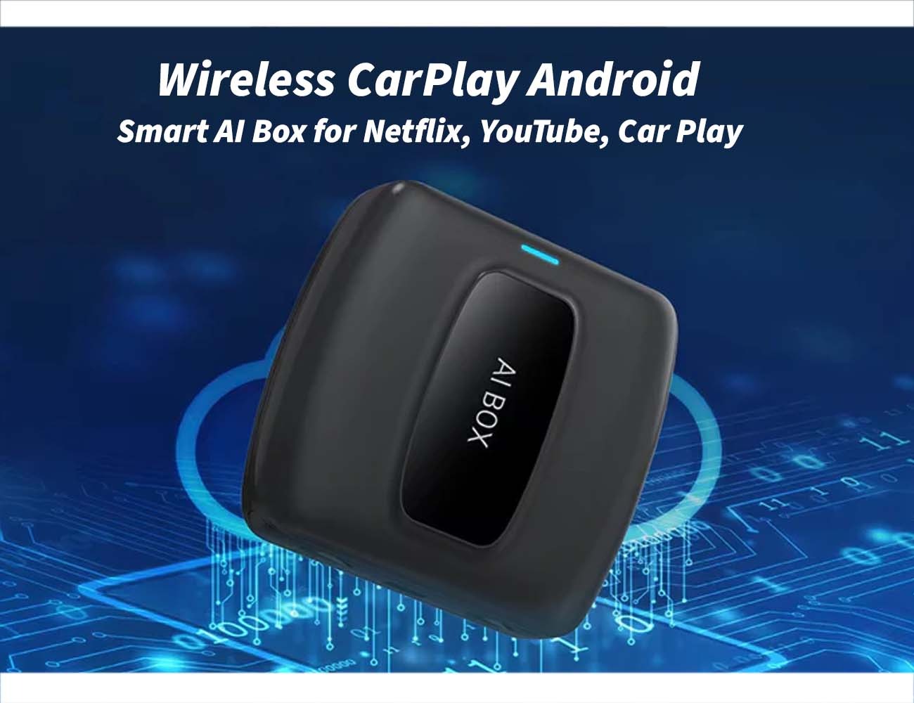 Wireless CarPlay Android Auto Adapter for seamless Netflix, YouTube, and CarPlay integration in your vehicle.
