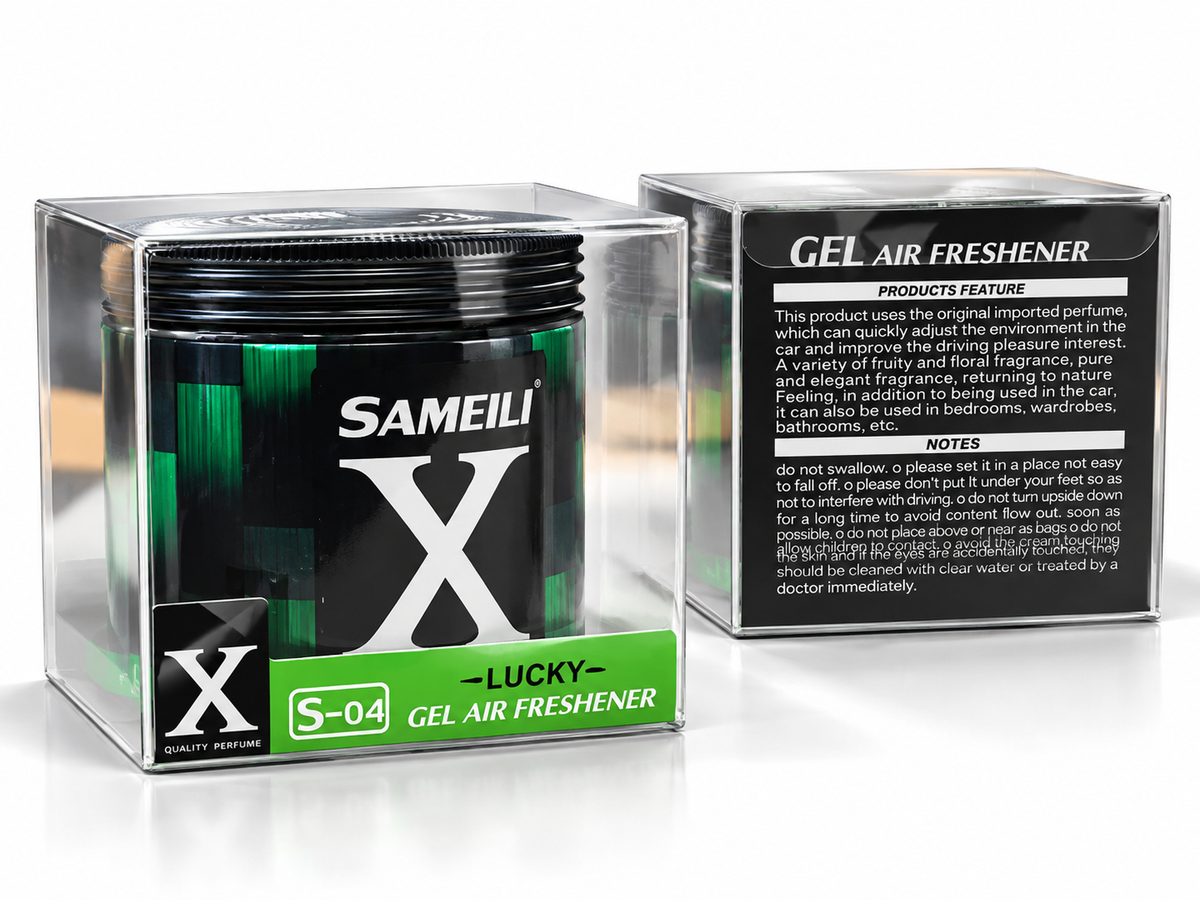 X Sameli Jell car perfume gel for fresh fragrance and air freshening inside car interiors and enclosed spaces.