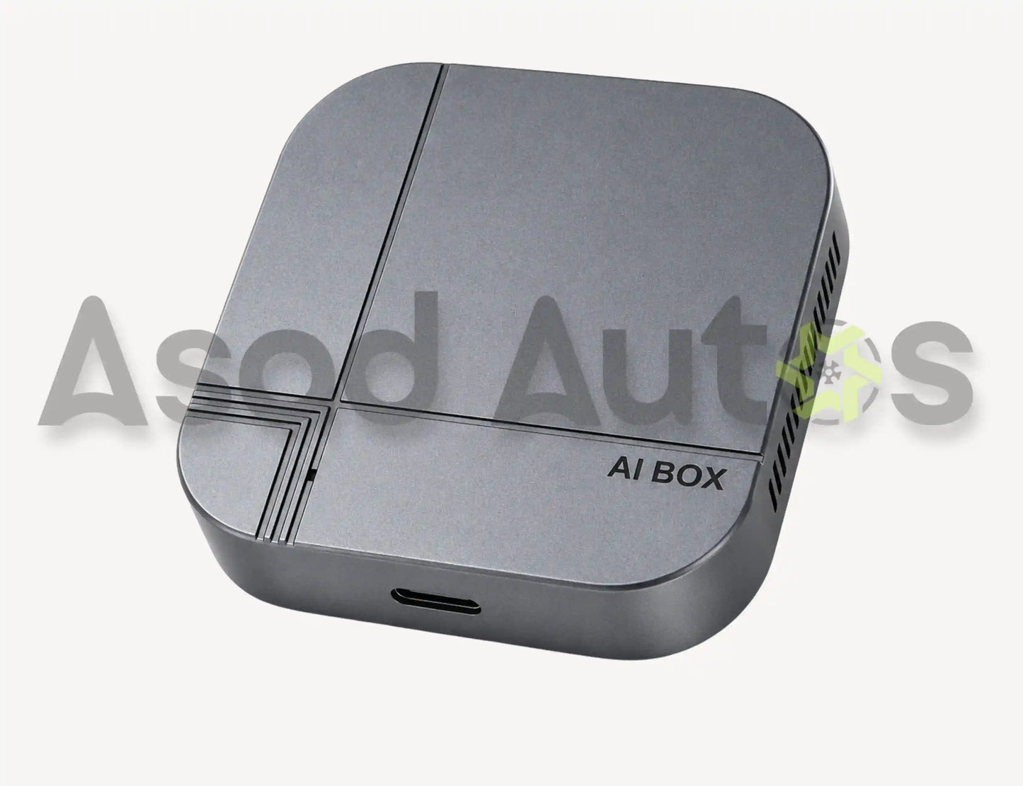 AI Box universal car adapter box showing wireless CarPlay and Android Auto features