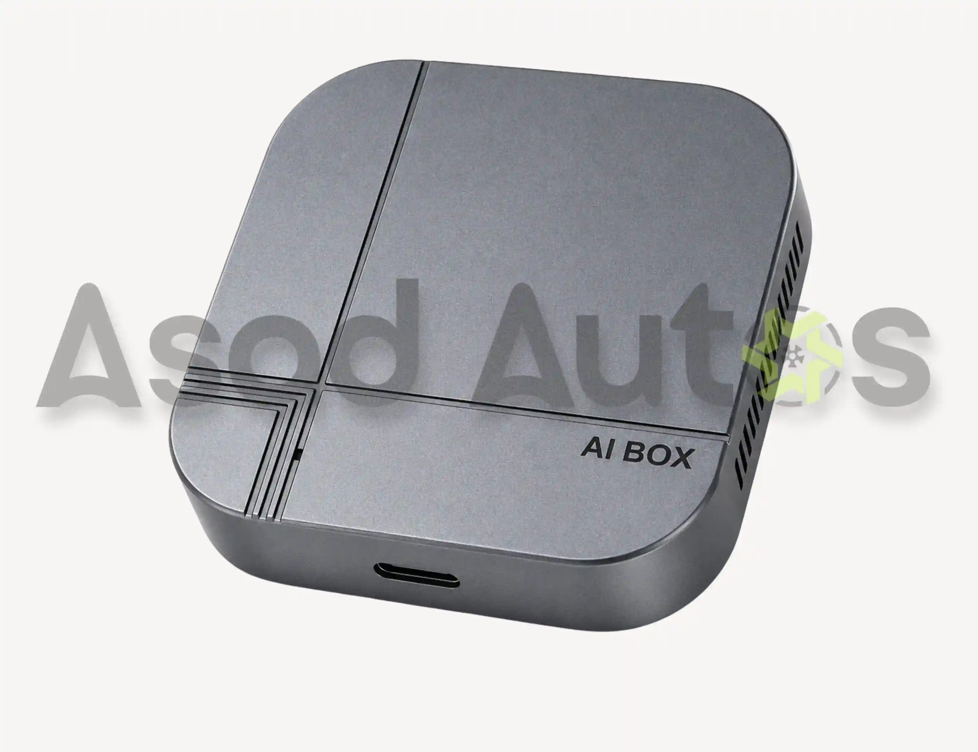 AI Box universal car adapter box showing wireless CarPlay and Android Auto features