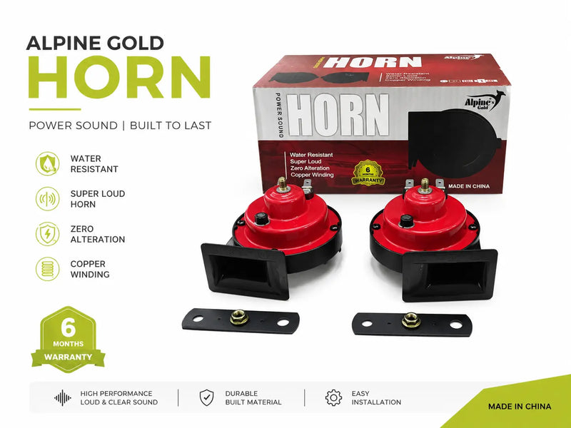Alpine Gold Power Sound Horn super loud twin set with copper winding, water resistant, with box - Asad Autos