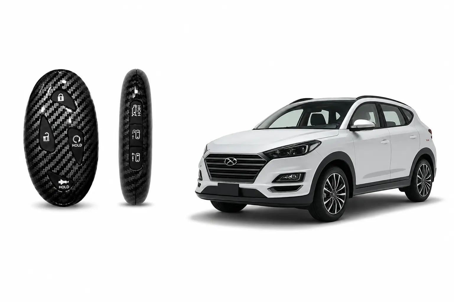 arbon Fiber Key Cover for Hyundai Tucson 2015-2024 smart key fob