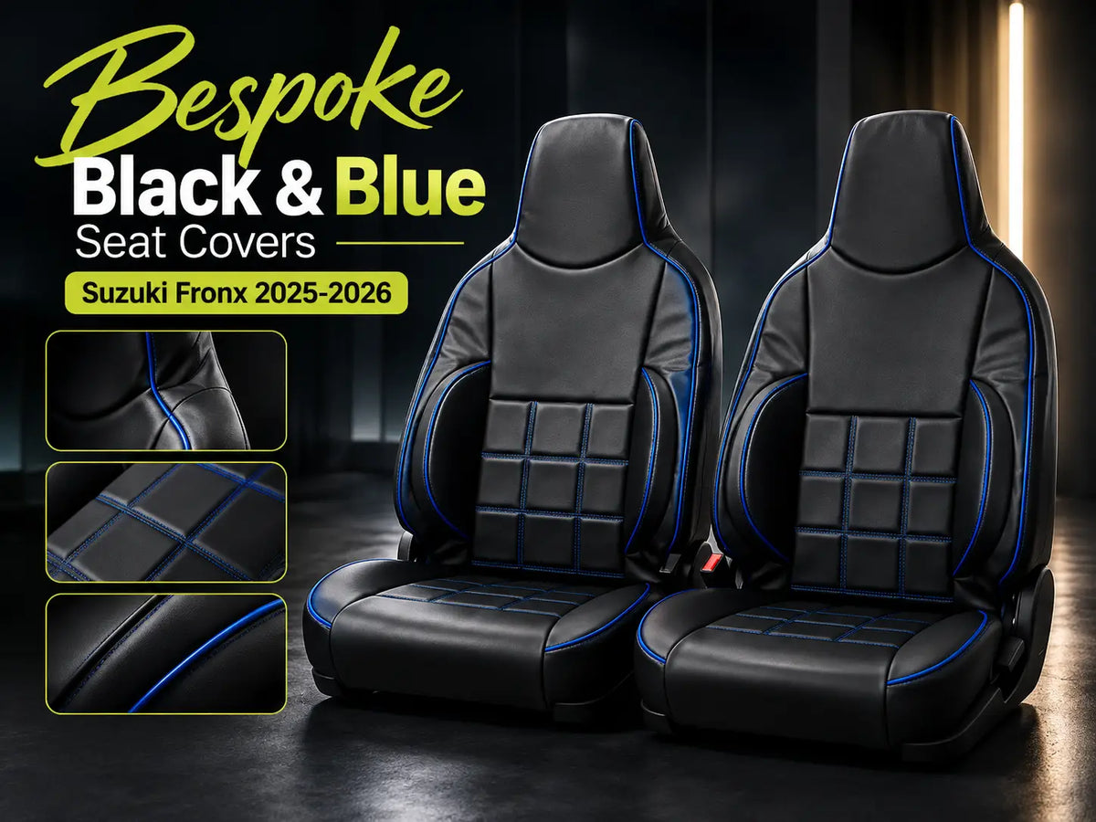 Bespoke black and blue seat covers for Suzuki Fronx 2025-2026
