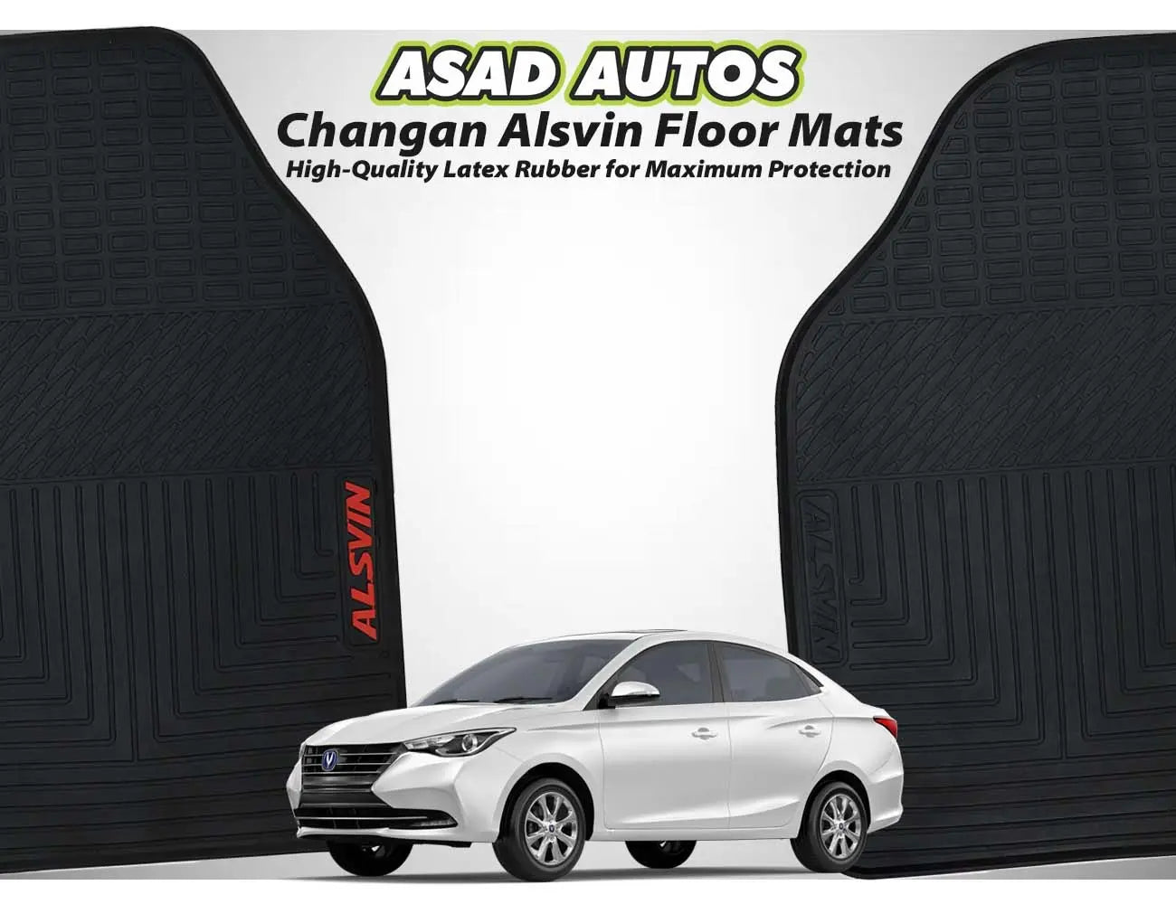 Custom-fit latex rubber floor mats for Changan Alsvin 2021-2024 with waterproof all-weather protection and non-slip surface