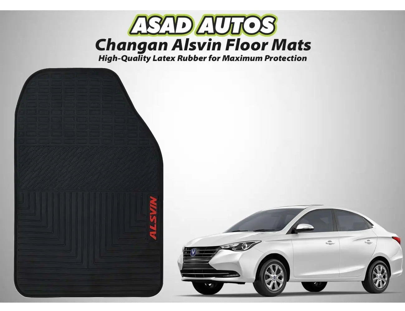 Custom-fit latex rubber floor mats for Changan Alsvin 2021-2024 with waterproof all-weather protection and non-slip surface