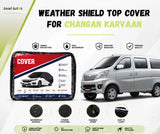 Weather shield top cover protecting Changan Karvaan from rain, sun and dust while parked outdoors - Asad Autos