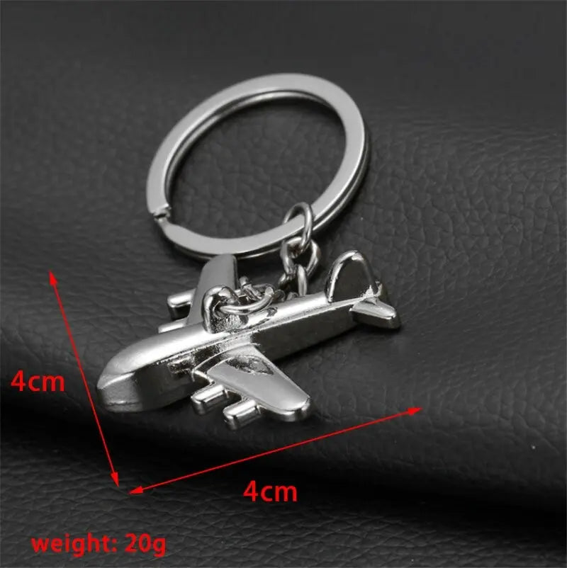 Creative airplane shape metal keychain for car and bike keys