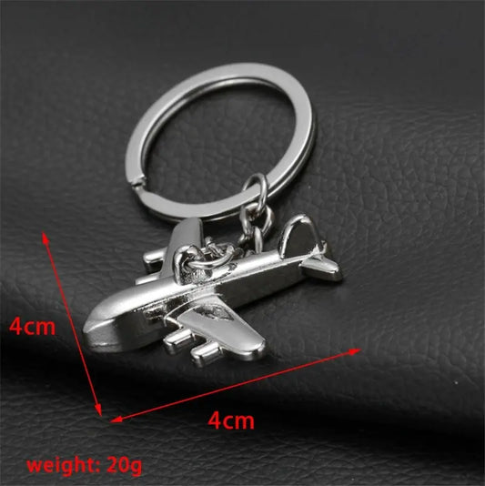 Creative airplane shape metal keychain for car and bike keys