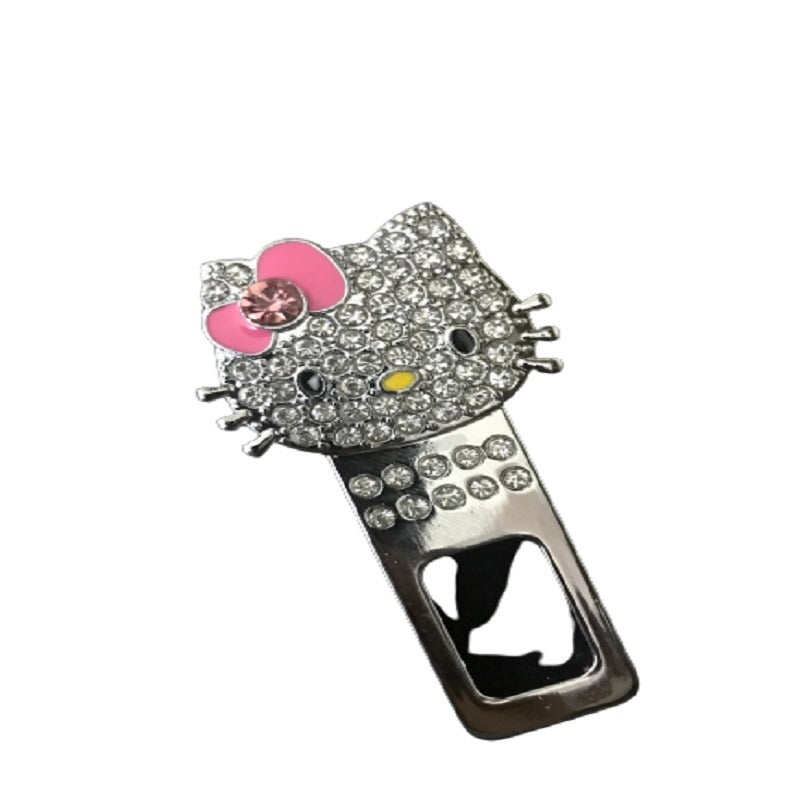 2 Pcs Cartoon Cat Diamond Car Seat Belt Clips