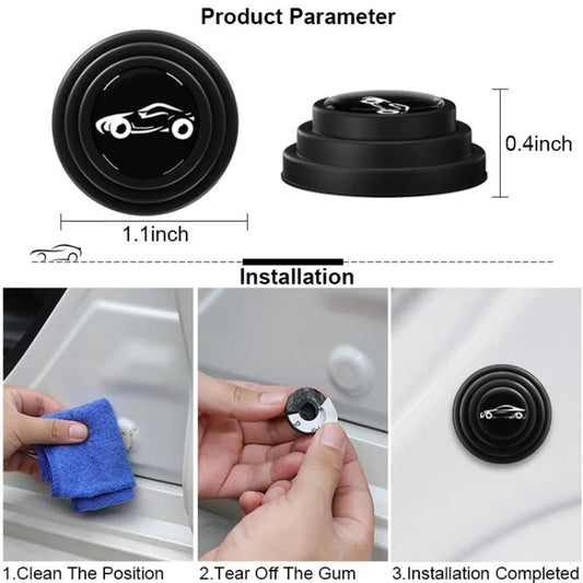 10 Pcs Car Door Bumper Pads with Logo - Shock Absorber & Sound Insulation