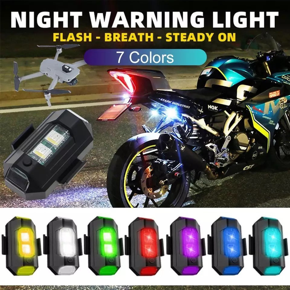 Universal LED Aircraft Strobe Anti-Collision Warning Light with USB Charging – 7 Colors