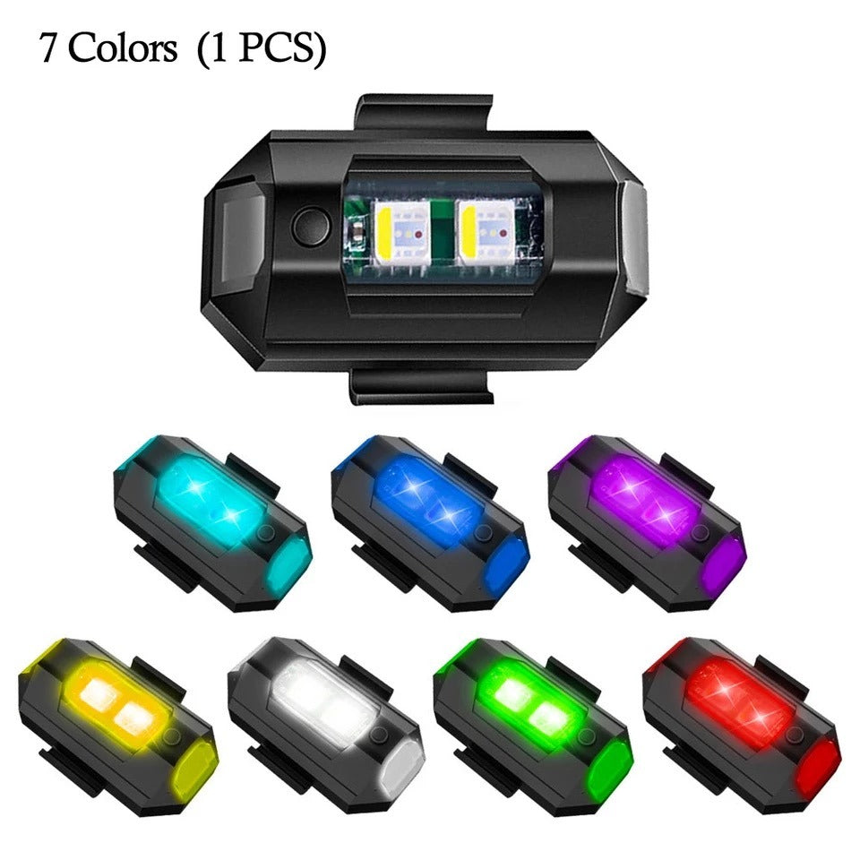 Universal LED Aircraft Strobe Anti-Collision Warning Light with USB Charging – 7 Colors