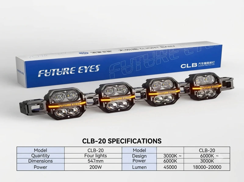 Future Eyes CLB-20 21-inch 200W LED light bar with spot and flood beam, white/amber DRL for SUVs and trucks by Asad Autos.