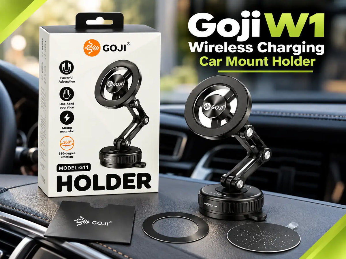 Goji G11 foldable magnetic car phone holder with accessories
