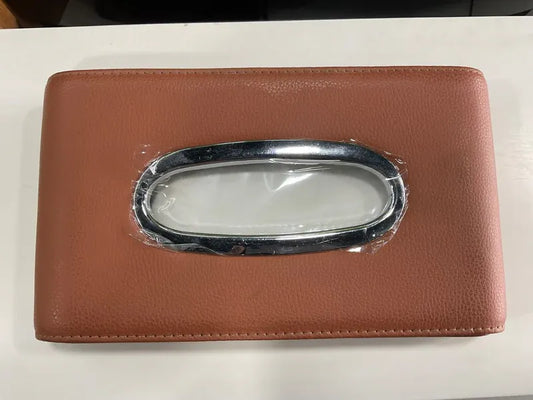 "Car Tissue Box – Premium Leather & Plastic Tissue Holder for Sun Visor, Dashboard & Seatback."

