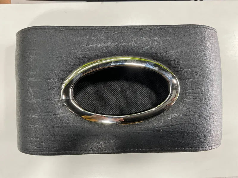 "Car Tissue Box – Premium Leather & Plastic Tissue Holder for Sun Visor, Dashboard & Seatback."
