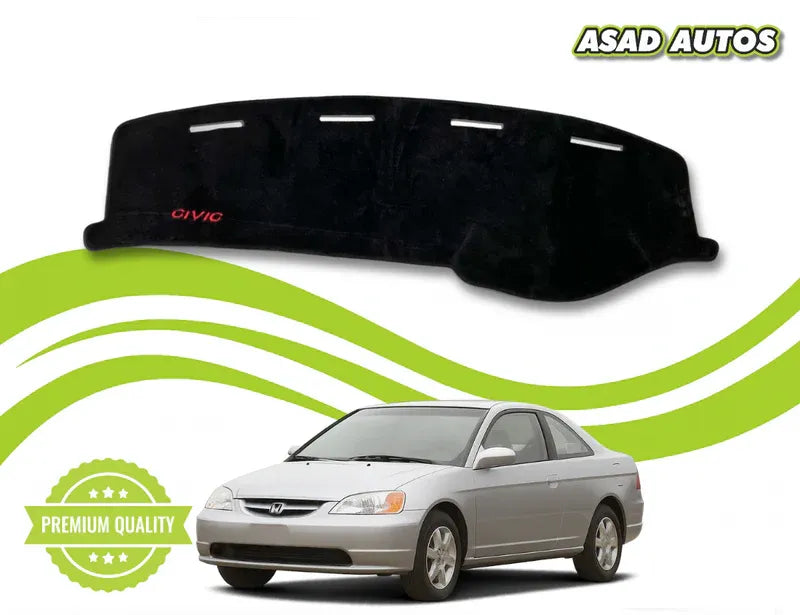 "Custom dashboard carpet mat for Honda Civic 2001-2005, offering UV protection, heat resistance, and a stylish interior upgrade."
