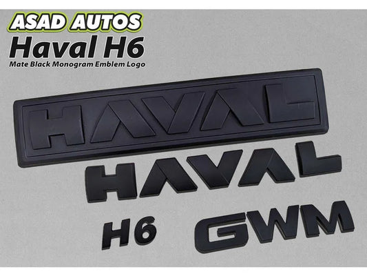 "Matte Black Monogram Emblem for Haval H6 – Front Grille View"
