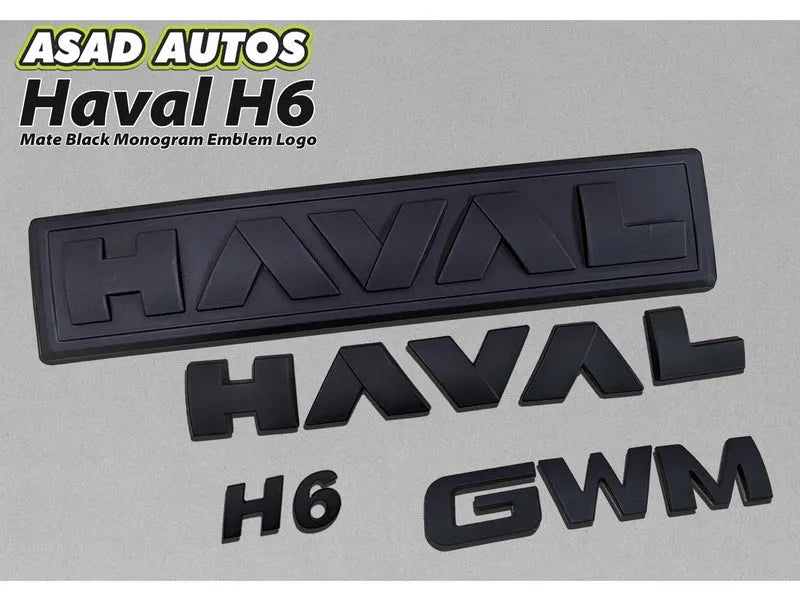 "Matte Black Monogram Emblem for Haval H6 – Front Grille View"

