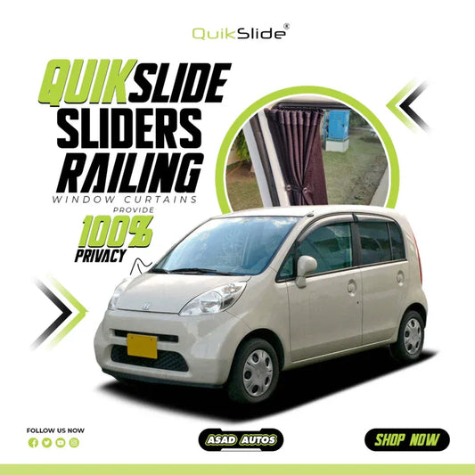 QuikSlide Sliders Railing Curtains for Honda Life Gen4 (2003-2006) | Sunshade & Privacy