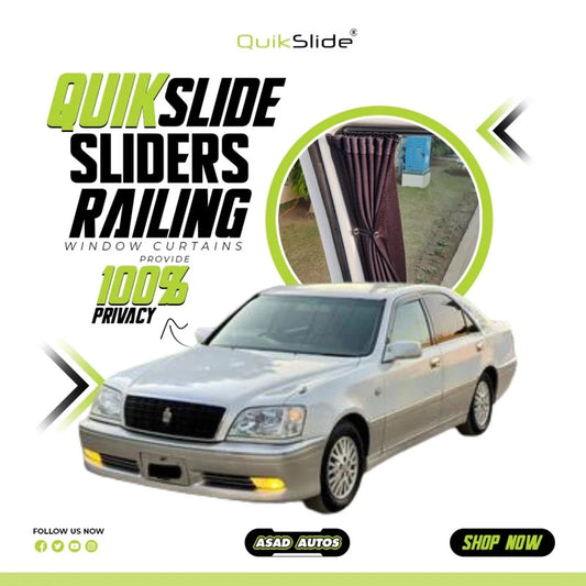 QuikSlide Sliders Railing Curtains for Toyota Crown Gen11 1999-2003